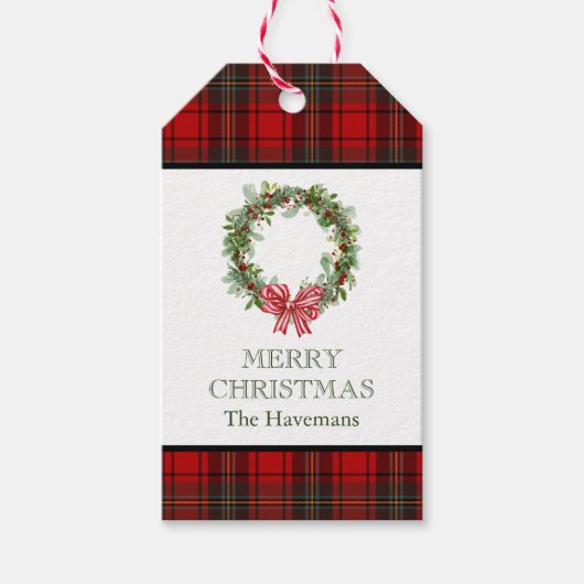 Tartan Plaid Christmas Gift Tag ギフトタグ (正面)