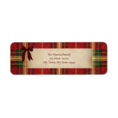 Tartan Plaid Christmas Red Bow Address Label ラベル (正面)
