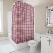 Tartan Plaid Curtain Coral Navy Gift for Retirees シャワーカーテン (インサイチュ)