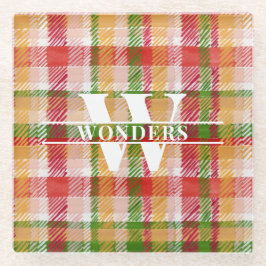 Tartan Plaid Custom Monogrammed Wedding Event ガラスコースター