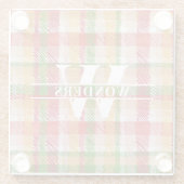 Tartan Plaid Custom Monogrammed Wedding Event ガラスコースター (裏面)