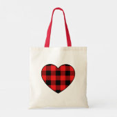 Tartan Plaid Heart Tote トートバッグ (裏面)