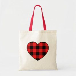 Tartan Plaid Heart Tote トートバッグ