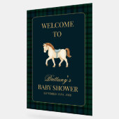 Tartan Plaid Horse Baby Shower Welcome アクリルサイン (傾斜)
