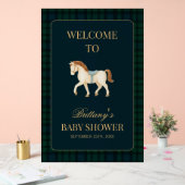 Tartan Plaid Horse Baby Shower Welcome アクリルサイン (ウェディング)