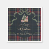 Tartan Plaid Preppy Christmas Party Napkins スタンダードカクテルナプキン (正面)
