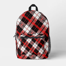 Tartan Plaid Red and Black Backpack プリントバックパック