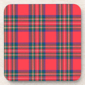Tartan Plaid Red Classic Festive Christmas Holiday コースター (正面)