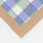 Tartan plaid reindeer snowman blue beige name フリースブランケット (角)