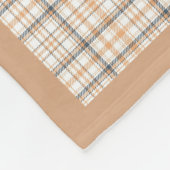 Tartan plaid reindeer snowman orange beige name フリースブランケット (角)