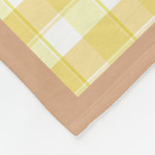 Tartan plaid reindeer snowman yellow beige name フリースブランケット (角)