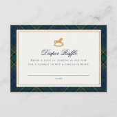 Tartan Plaid Rocking Horse Diaper Raffle Card エンクロージャーカード (正面)