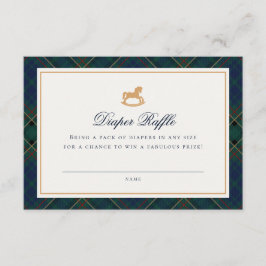 Tartan Plaid Rocking Horse Diaper Raffle Card エンクロージャーカード