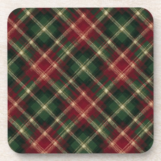 Tartan Plain Festive Hard Plastic Coaster Set コースター (正面)