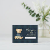 Tartan Polo Bear Baby Shower Diaper Raffle エンクロージャーカード (スタンド正面)