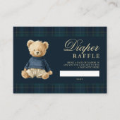 Tartan Polo Bear Baby Shower Diaper Raffle エンクロージャーカード (正面)