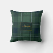 Tartan Polo Plaid Vintage Monogram Dark Green クッション (裏面)