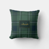 Tartan Polo Plaid Vintage Monogram Dark Green クッション (正面)