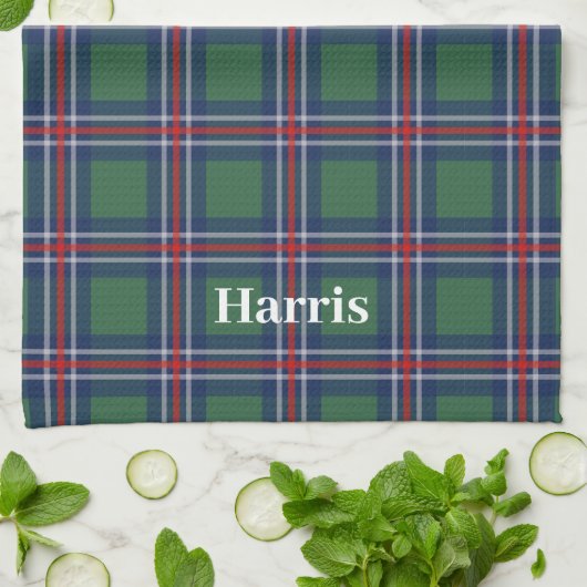 Tartan squares pattern personalized キッチンタオル (折り畳み)