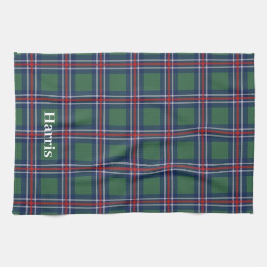 Tartan squares pattern personalized キッチンタオル (横)