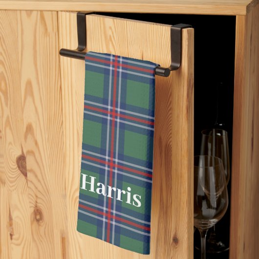 Tartan squares pattern personalized キッチンタオル (三つ折り)