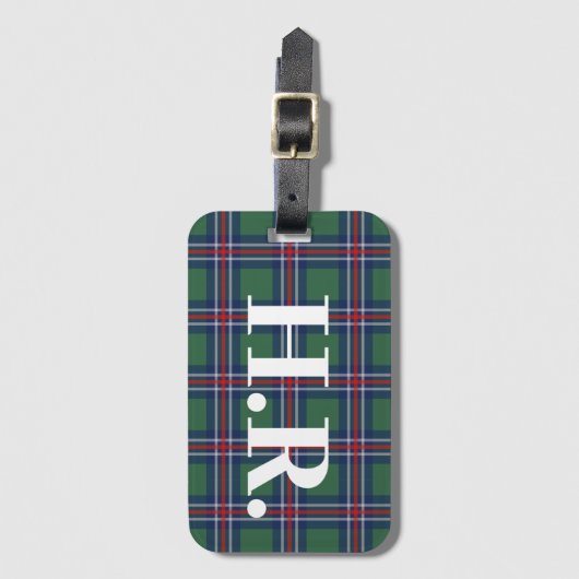 Tartan squares pattern personalized ラゲッジタグ (正面縦)