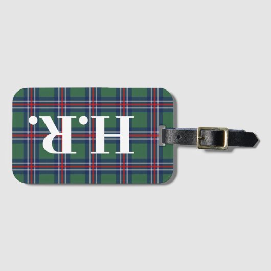 Tartan squares pattern personalized ラゲッジタグ (正面横)
