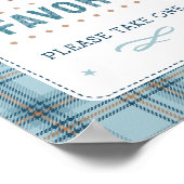 Tartan Teddy Bear, Baby Boy Shower FAVOR SIGN ポスター (角)