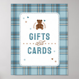 Tartan Teddy Bear, Baby Boy Shower Gifts and Cards ポスター
