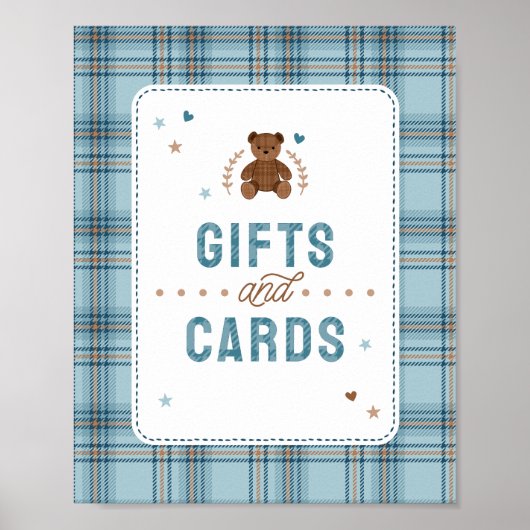 Tartan Teddy Bear, Baby Boy Shower Gifts and Cards ポスター (正面)
