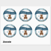 Tartan Teddy Bear, Baby Boy Shower LARGE STICKER ラウンドシール (シート)