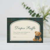 Tartan Teddy Bear Baby Shower Diaper Raffle エンクロージャーカード (スタンド正面)