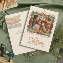 Tartan Trim Christmas One Photo Message ID1141A シーズンカード
