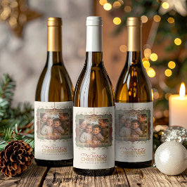 Tartan Trim Christmas One Photo Template ID1141A ワインラベル