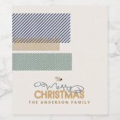 Tartan Twill Merry Christmas Blue ID1141B ワインラベル (シングルラベル)