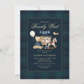 Tartan “We Can Bearly Wait” Bear Baby Shower 招待状 (正面)