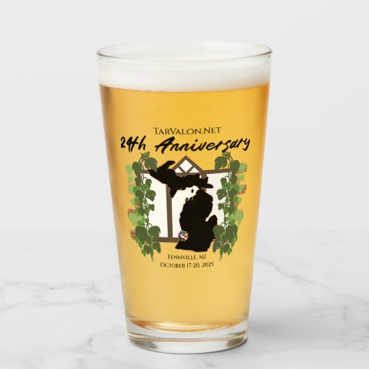 TarValon.Net 24th Anniversary Party Pint Glass タンブラーグラス (ドリンク正面)