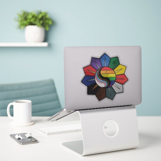 TarValon.Net "Support Your ストライプ Systems"ビニールステッカー シール (デスク上のノートパソコン)