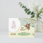 Tarzanサンタ及びスケートで滑るの鳥 シーズンポストカード (スタンド正面)