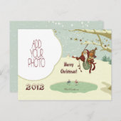 Tarzanサンタ及びスケートで滑るの鳥 シーズンポストカード (正面/裏面)