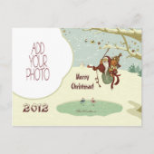 Tarzanサンタ及びスケートで滑るの鳥 シーズンポストカード (正面)