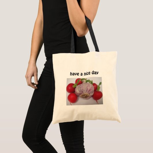 Tasche Knoblauch: have a nice day トートバッグ (正面(商品))