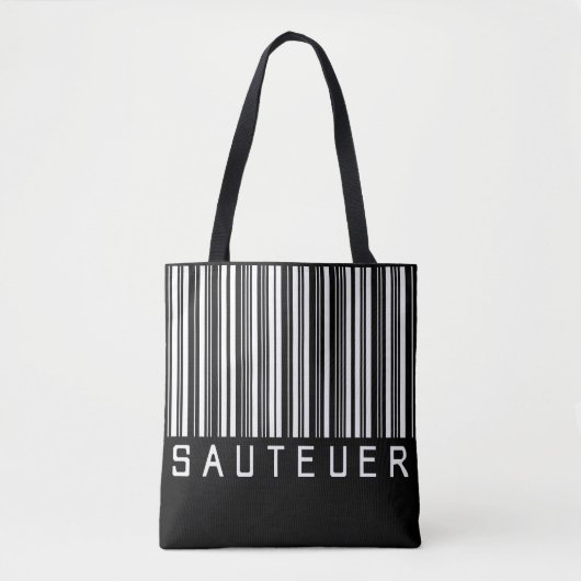 Tasche "SAUTEUER" Barcode Weiß トートバッグ (正面)