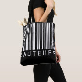 Tasche "SAUTEUER" Barcode Weiß トートバッグ (クローズアップ)