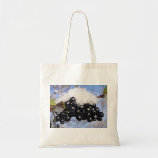 Tasche schwarze Vogelberen mit Schnee トートバッグ (正面)