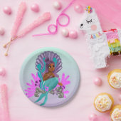 Tash |の人魚のアフリカ系アメリカ人の女の子を持つパーティー ペーパープレート (パーティー)