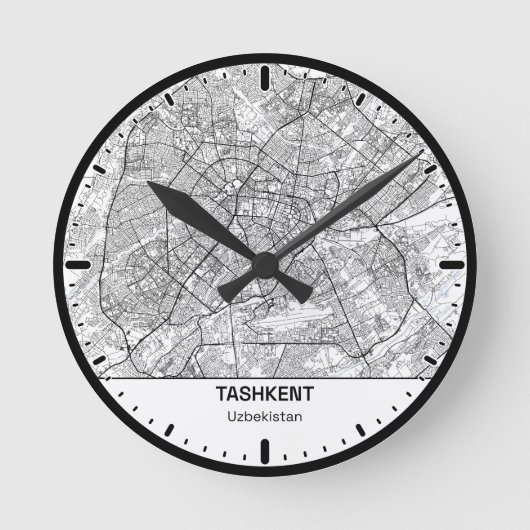 Tashkent Clock City Line Art ラウンド壁時計 (正面)