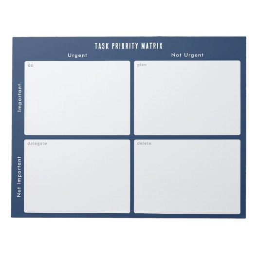 Task Priority and planner Matrix (dark blue) ノートパッド (正面)