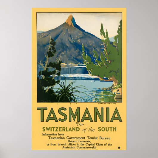 Tasmania Vintage Travel Poster Print ポスター (正面)