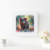 Tasmanian Devil 240824AREF116 - Watercolor スクエア壁時計 (ホーム)